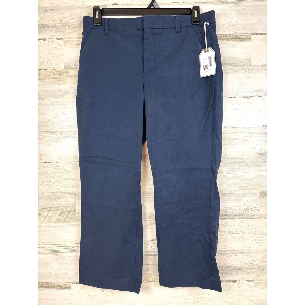 Ecru Womens 12 Navy Blue Mitchell Chino Pants Cotton Spandex Preppy Classics NEW